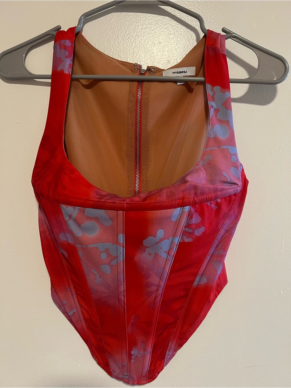 Miaou Red and Lavender Patterned Bodysuit
